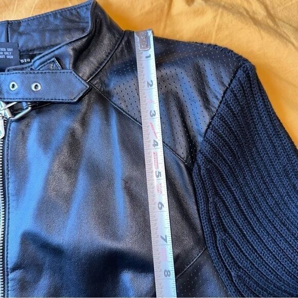 Maurice Sassoon,black cotton/leather zip sweater, size large - Picture 11 of 15